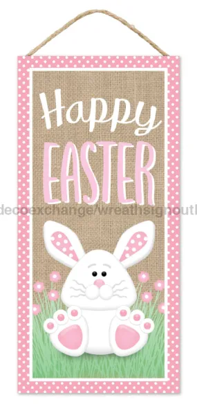 12.5"H X 6"L Happy Easter W/Bunny Sign Pink/White/Brown/Green AP738988