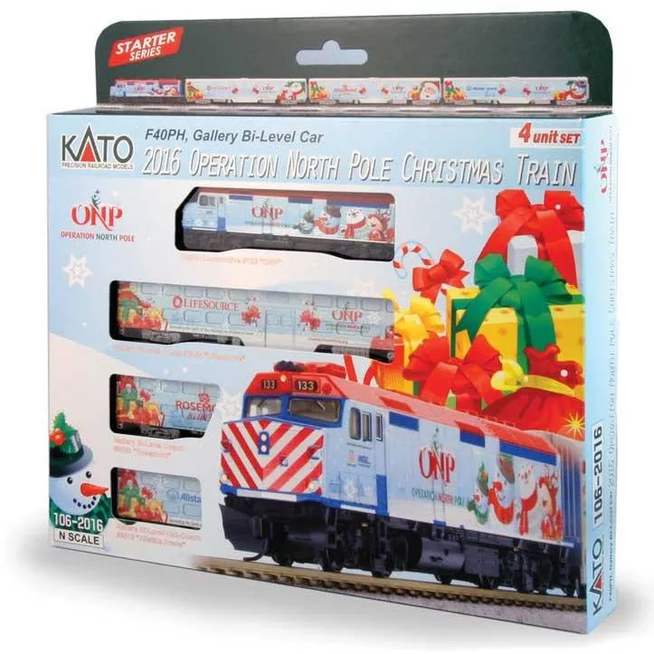 2016 Operation North Pole Christmas Train-Only Set - Standard DC -- Metra F40PH & 3 Bi-Level Commuter Cars