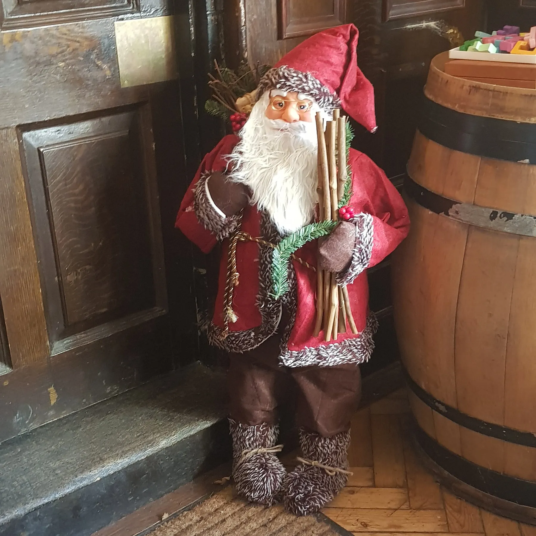 3ft (90cm) Traditional Standing Santa Father Christmas Figure with Sticks and Sack