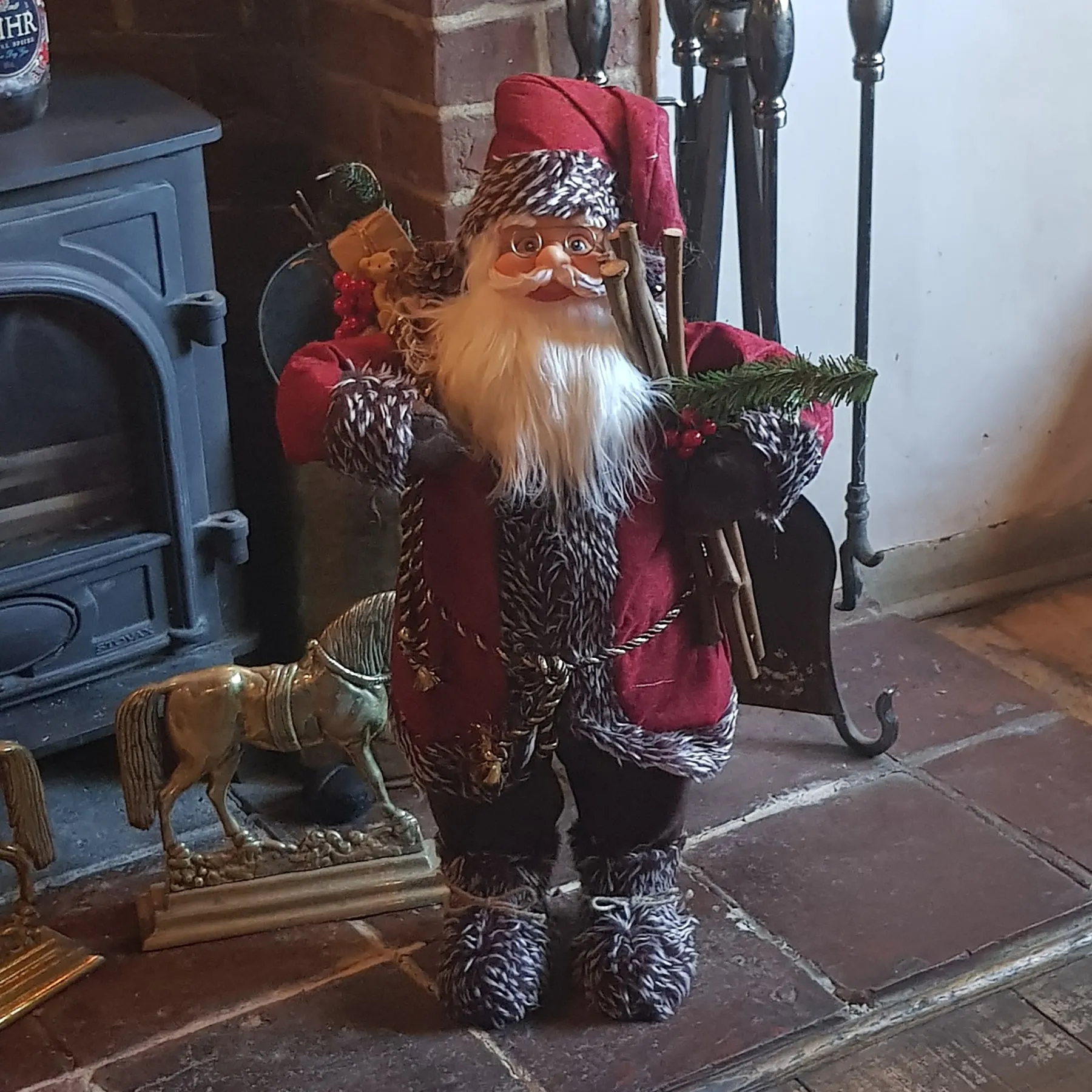 3ft (90cm) Traditional Standing Santa Father Christmas Figure with Sticks and Sack