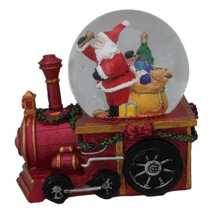 6" Santa Claus on a Red Train Christmas Glitter Snow Globe
