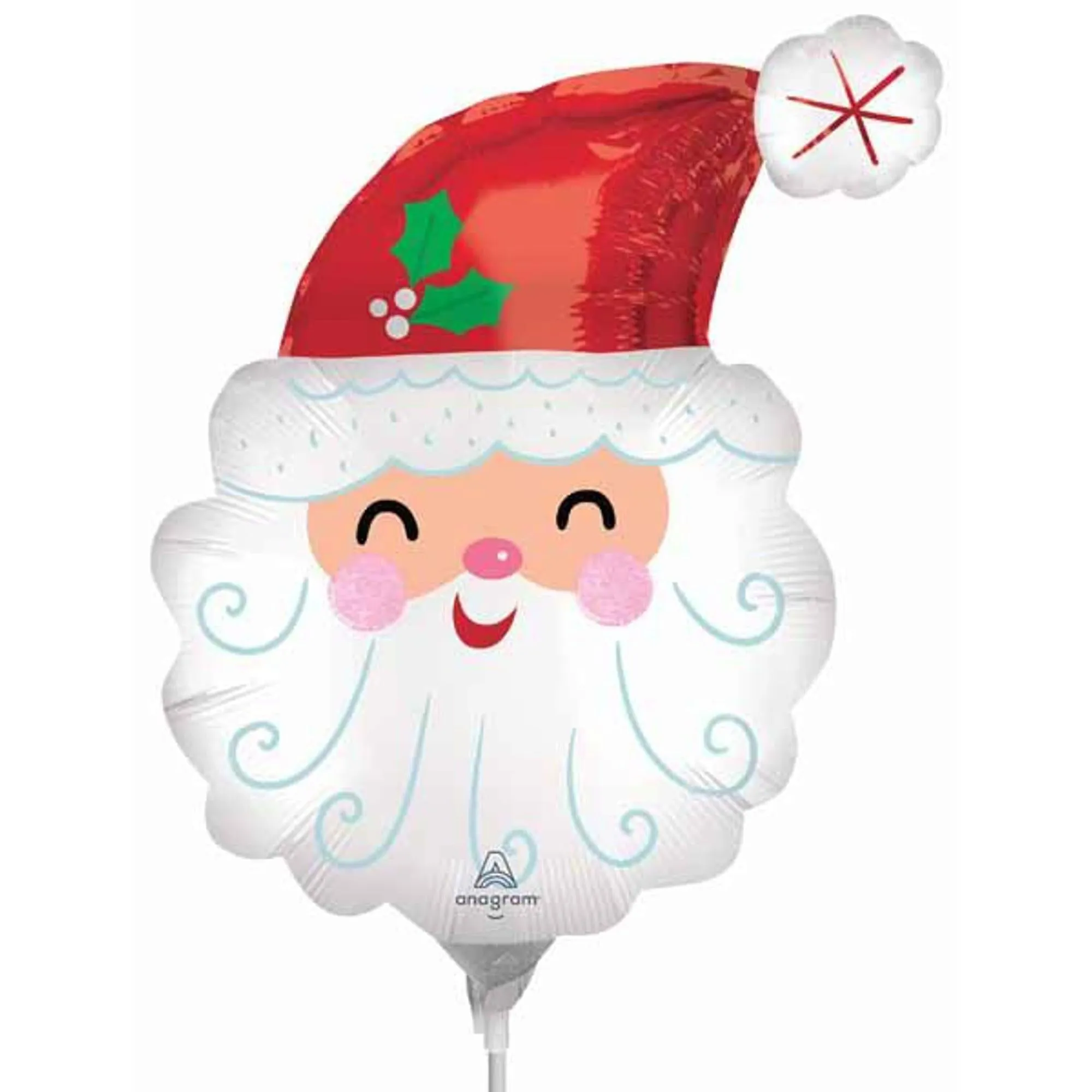 Cheerful Smiley Santa Head Mini Balloon 14" (5/Pk)