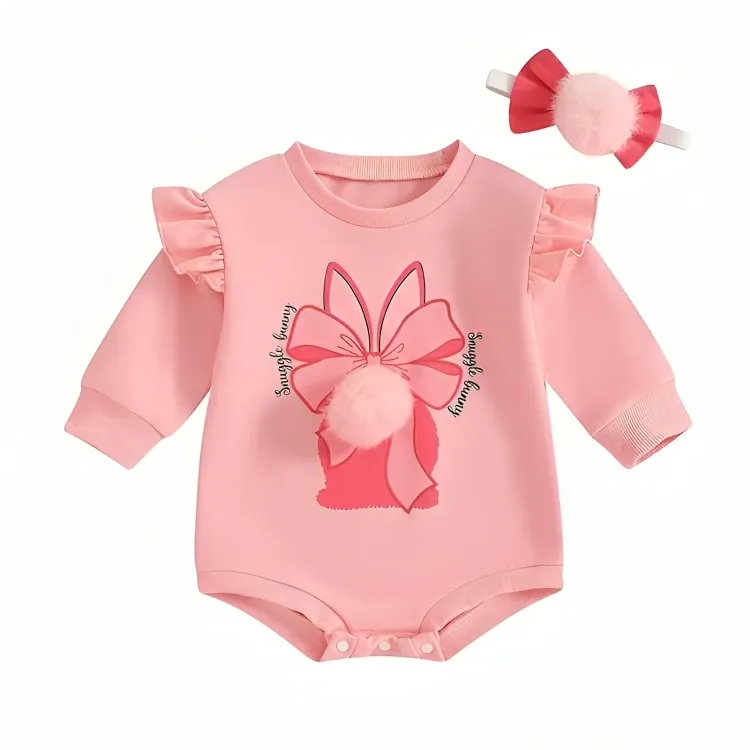 Long Sleeve Easter Bunny Baby Romper