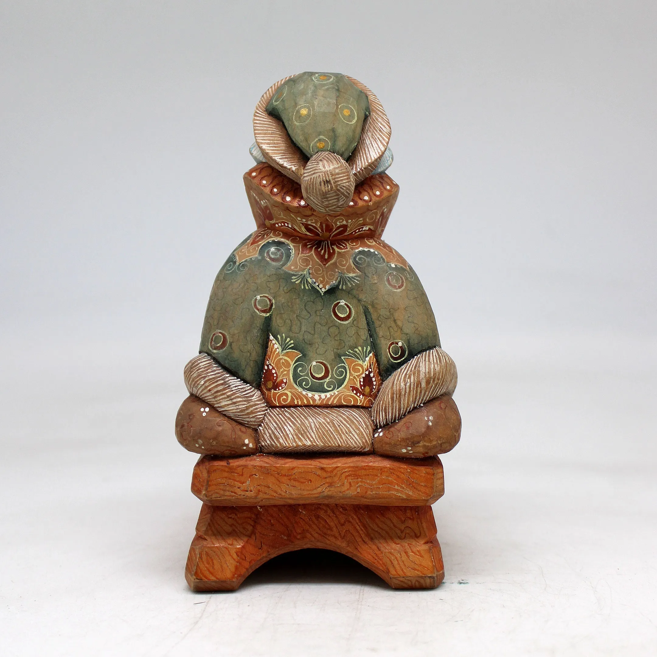 One-of-a-Kind Santa on Sleigh WOODCARVED Figurine 55x45x3 by G DeBrekht Handcrafted and Hand-Painted Collectible