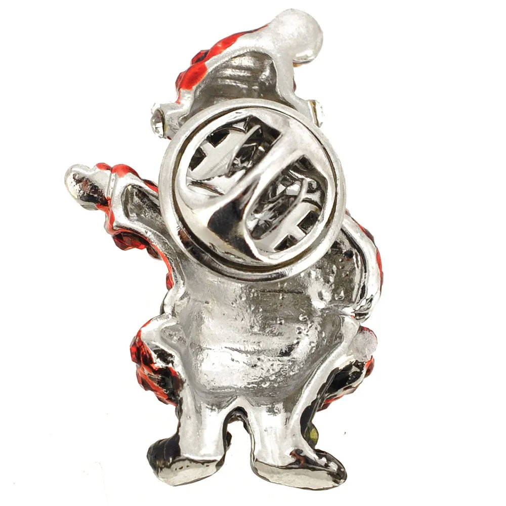 Red Christmas Santa Claus Crystal Lapel Pin