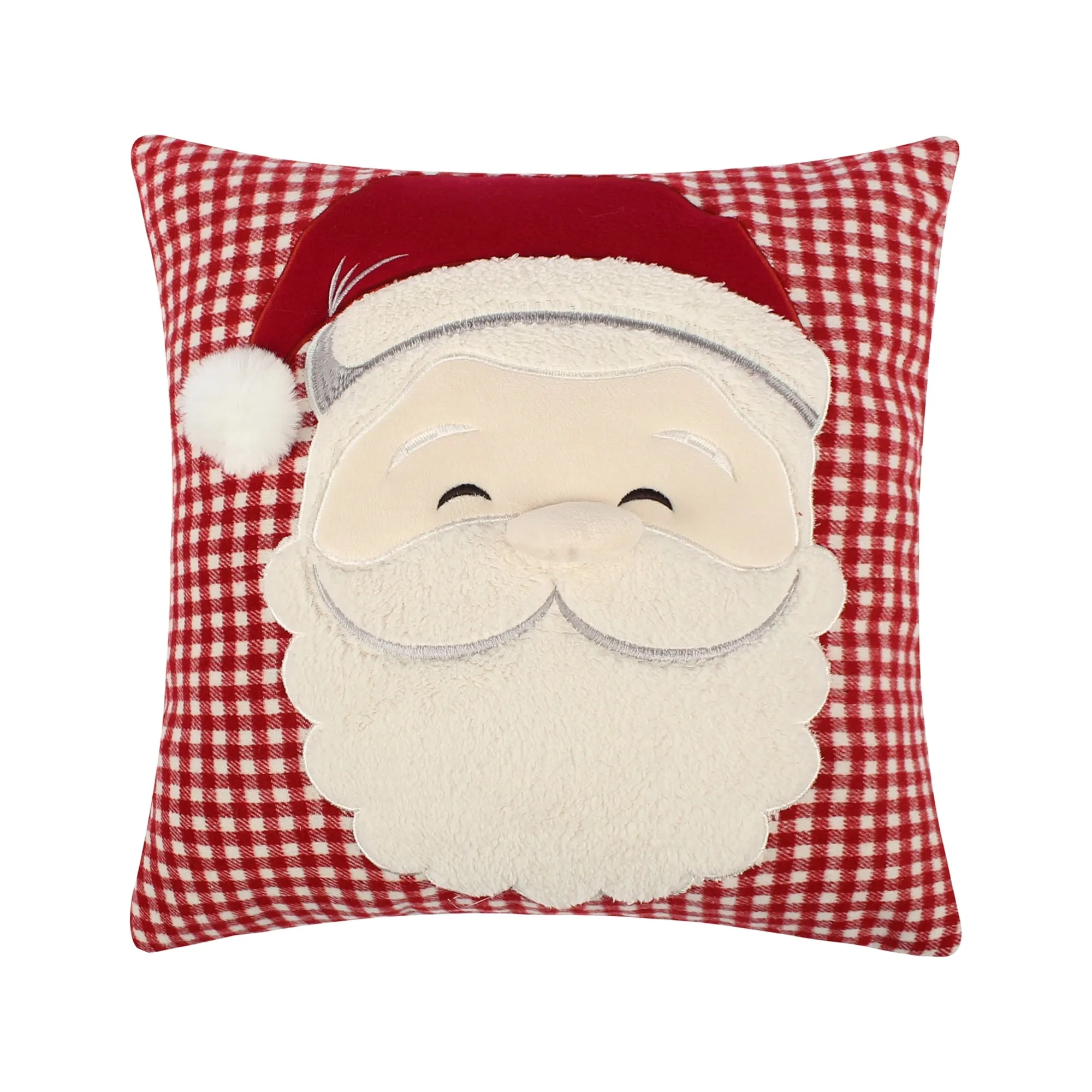 relaxed Peppermint Plaid - Decorative Pillow (18 x 18in.) - Santa - Red and Cream Pillow - Santa 18x18 Pillow - Santa 18x18